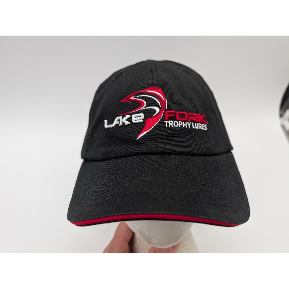 Lake Fork Trophy Lures Fishing Hat Black Red Embroidered Adjustable Baseball Cap